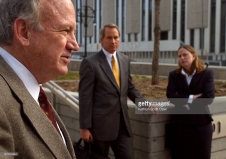DENVER, CO, DEC. 20, 2004 - John Ramsey, left, appears in federal court in Denver today for a hearing on a defamation case filed against Fox News. To the right are his lawyers, L. Lin Wood, and Katherine M. Ventulett. (DENVER POST STAFF PHOTO BY KATHRYN SCOTT OSLER)