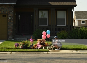 FREDERICK, CO - AUGUST 16: Terry Warren, of Frederick, taks a moment at a makeshift memorial to Shanann, Bella and Celeste Watts, who have been missing since Monday, is seen outside the family home on August 16, 2018 in Frederick, Colorado. Frederick police have arrested Shananns husband Christopher Watts on suspicion of murdering the three. (Photo by RJ Sangosti/The Denver Post via Getty Images)